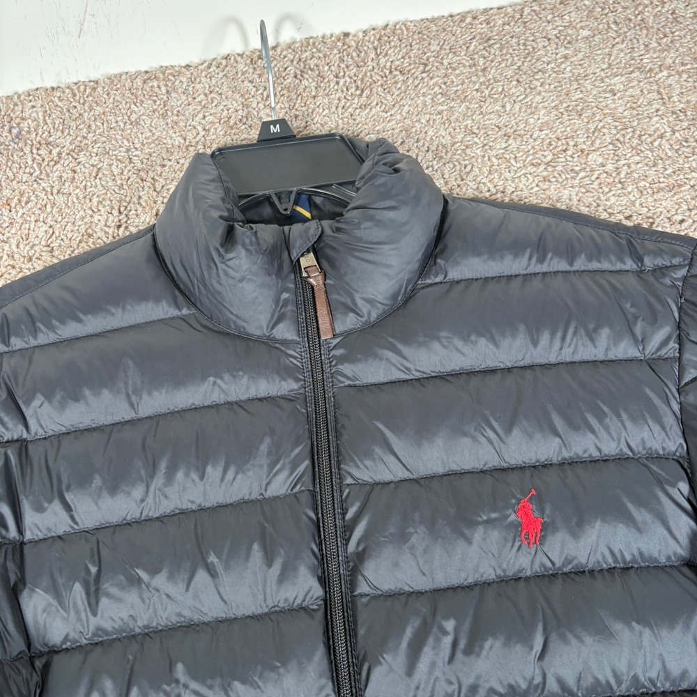 Polo Ralph Lauren Mens Black Down Puffer Jacket Red Pony Logo Size M